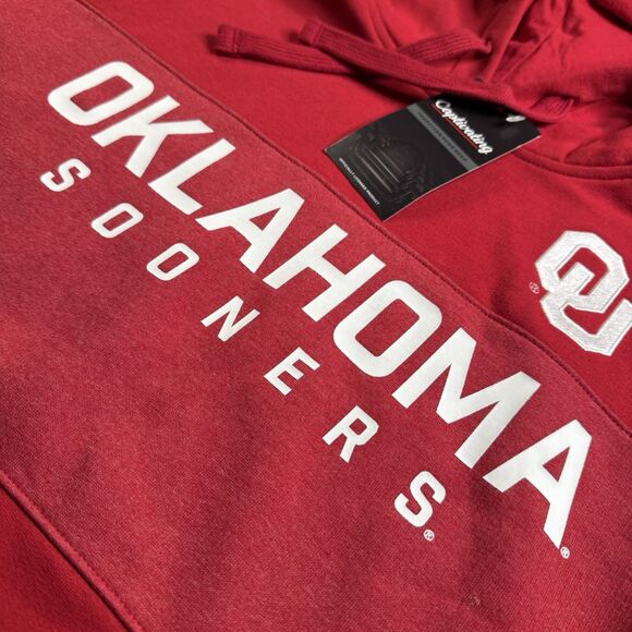Oklahoma Sooners Fleece Hoodie Men’s L Crimson OU Logo Spellout Captivating New - Picture 3 of 11